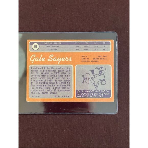 1970 Gayle Sayers topps #70 in good condition - Picture 4 of 4